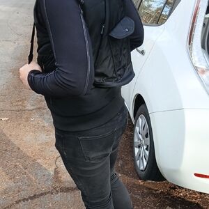 Men's Black Quilted Utility Vest with Zip and Patch Pocket